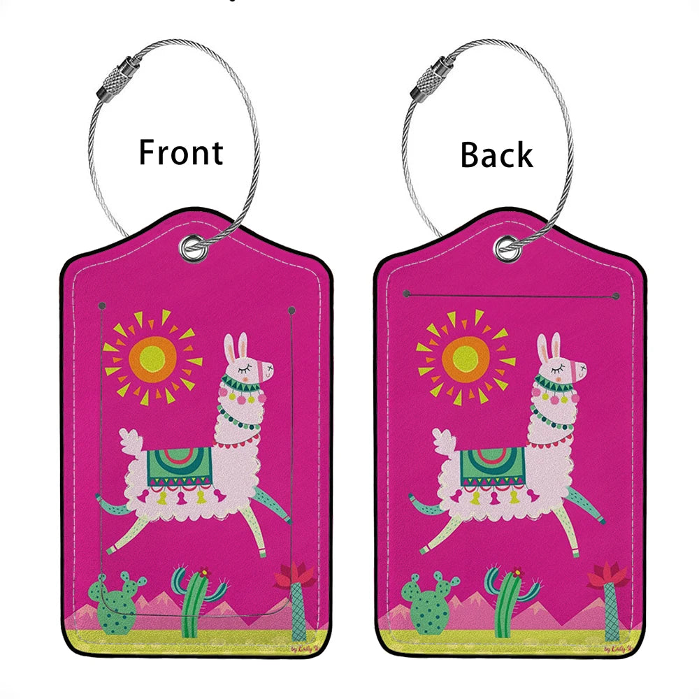 HOT SALE Cute animals Leather Business Luggage Tag Suitcase Address Label Luggage Boarding Case Label Name ID Address Clip