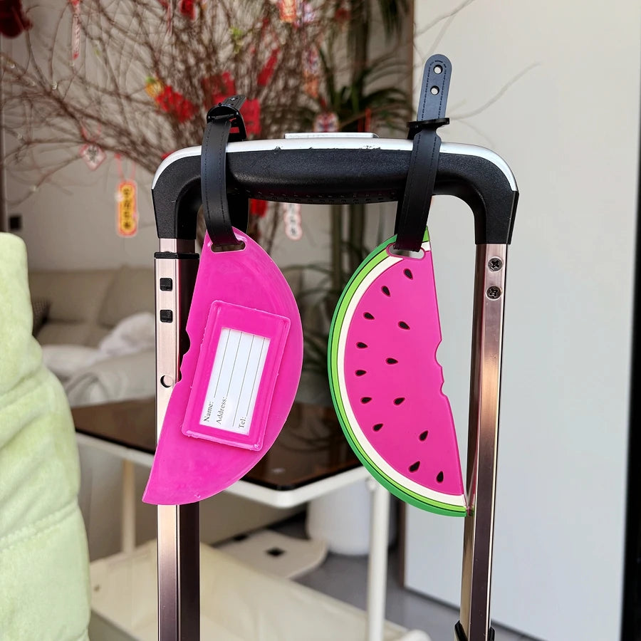 1/2pcs vacation style red watermelon luggage tag pendant luggage accessories for business trips, airport luggage, anti loss ID t