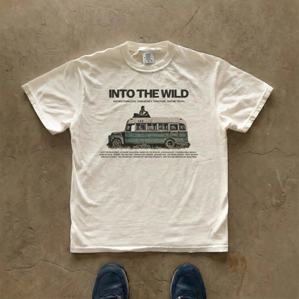 Plus Size Summer Women's Into The Wild Graphic  T-shirt Cotton Breathable Stylish Versatile Street Style Oversized