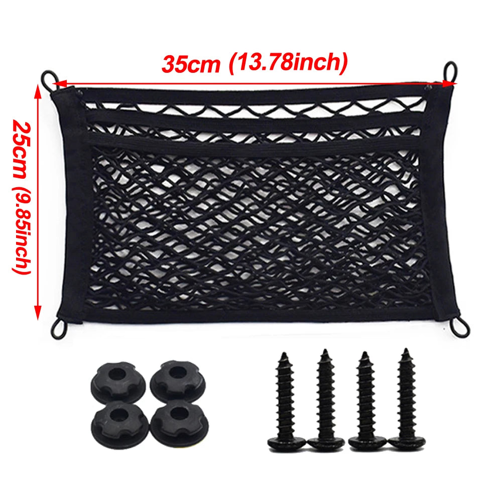 Stretchable Small Cargo Net Pocket Storage Mesh Net Elastic with Mounting Screws and Hooks for RV Truck Car SUV Boats