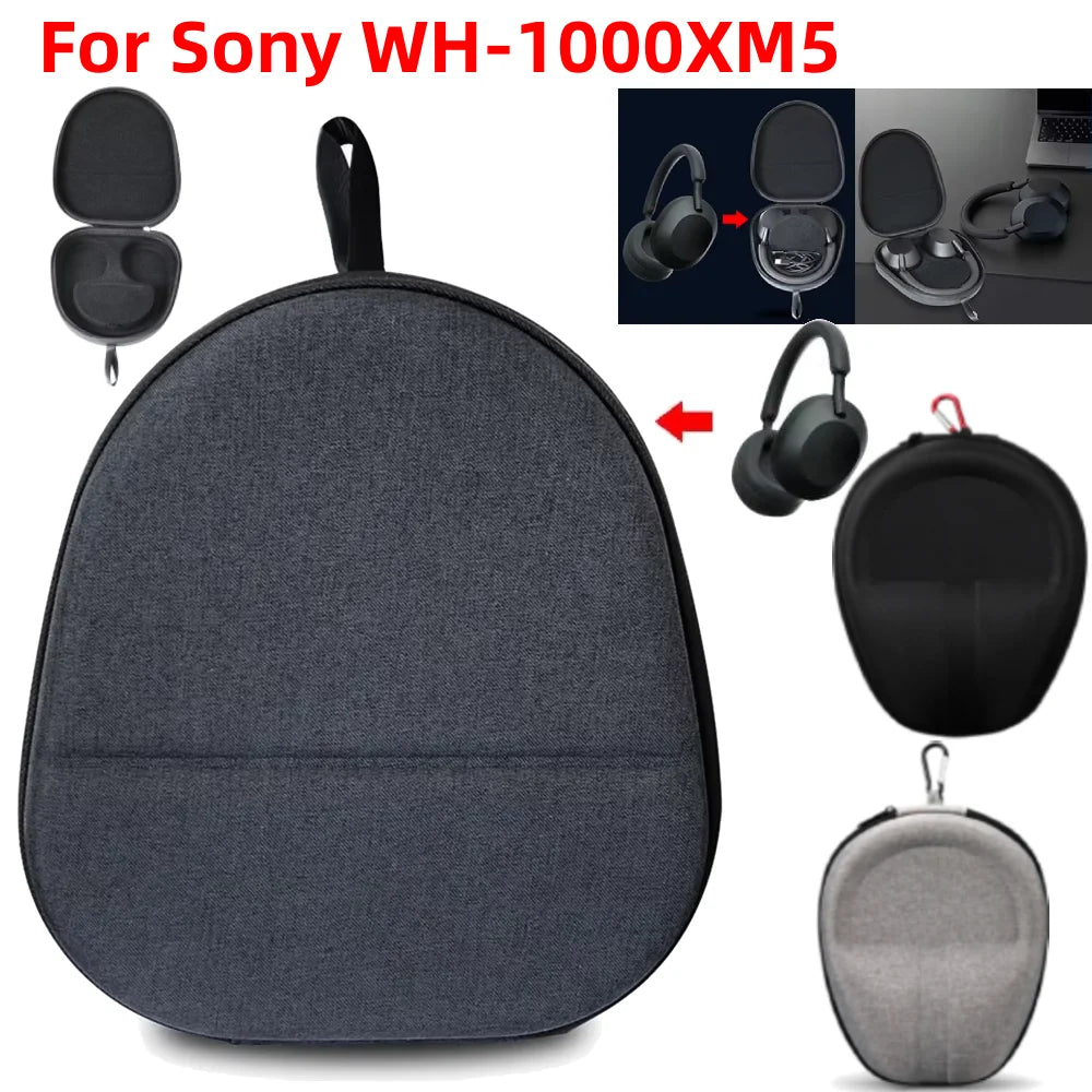 1pc Hard Carrying Case for Sony WH-1000XM5 Headphone EVA Shockproof Travel Protective Case Anti-Scratch Headset Storage Box Bag
