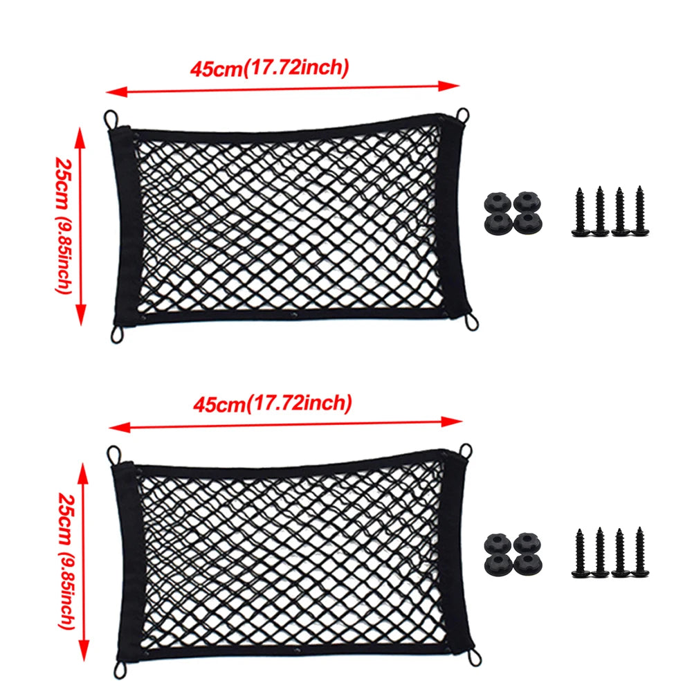 Stretchable Small Cargo Net Pocket Storage Mesh Net Elastic with Mounting Screws and Hooks for RV Truck Car SUV Boats