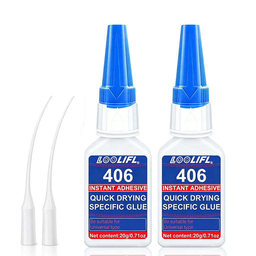 Loolifl 5Pcs 406 20g Cyanoacrylate Super Glue for Plastic Rubber Metal Ceramic All Purpose Adhesive for DIY Craft Home Repair