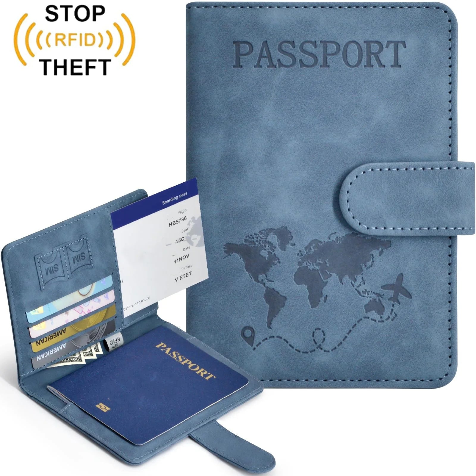 Passport Holder, Passport Cover with Credit Card Slot Passport Wallet Case Book Travel Must Have