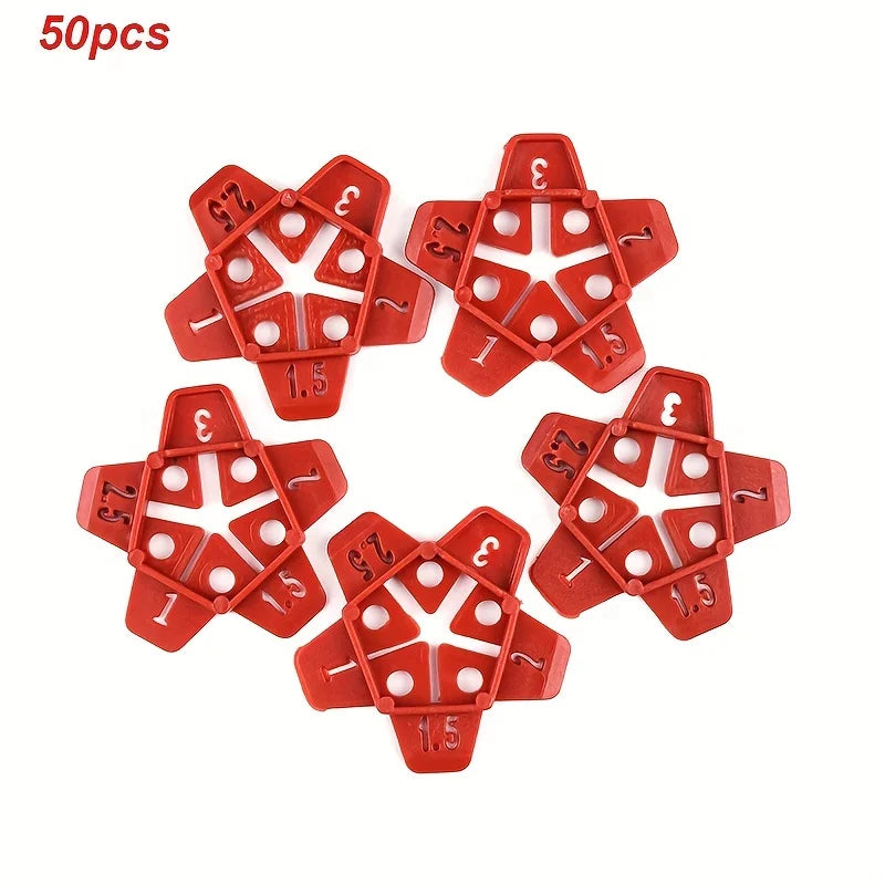 50pcs 5 in 1 Tile Spacer Plastic Ceramic Gap Locator Cross with 5 Specification Reusable Construction Tool for Floor Leveling