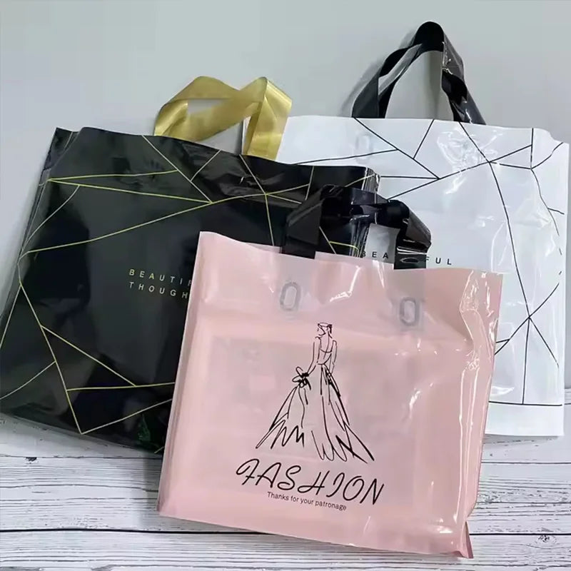 50Pcs Customized gift bags for birthday party wedding plastic bags candy gift boxes for clothes packaging bags for printing logo