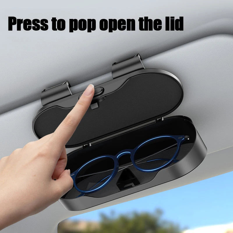 Mirror Glossy Multifunctional Glasses Case, Car Sunshade, Glasses Clip Card, 2-in-1 Storage Box, High-End Sunglasses Holder,