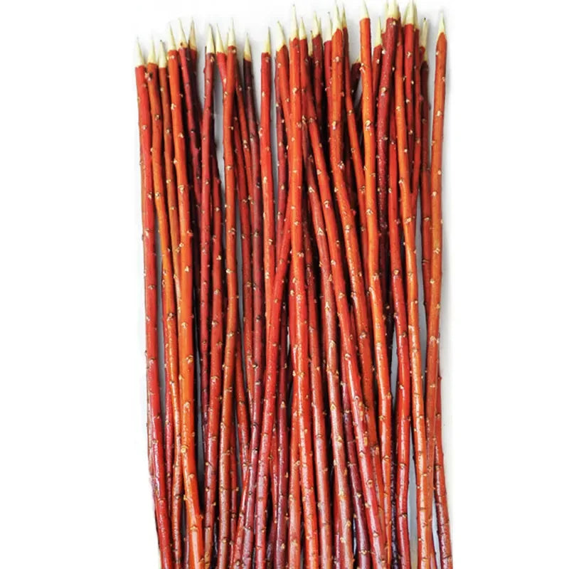 Healthy natural red willow sticks Round Roast Skewers Stick wood BBQ Needle Barbeque Kitchen tools Outdoor grill Camping Picnic