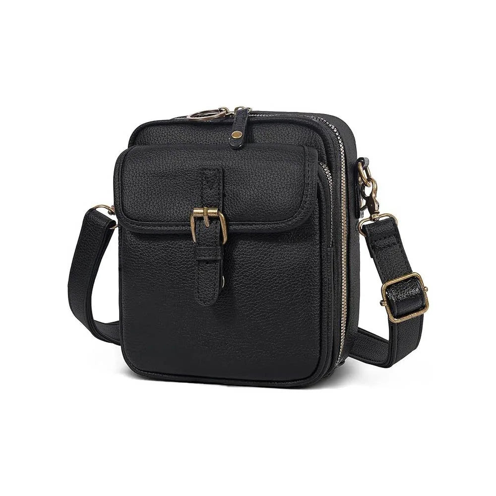 Leather Women Messenger Bag with Adjustable Removable Strap Anti-theft Crossbody Leather Bag Vintage Large Capacity