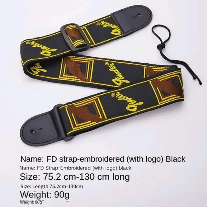 1pc FD Embroidery Guitar Strap Leather Acoustic Electric Guitar Widening Straps Folk Classical Wooden Guitars Shoulder Belt