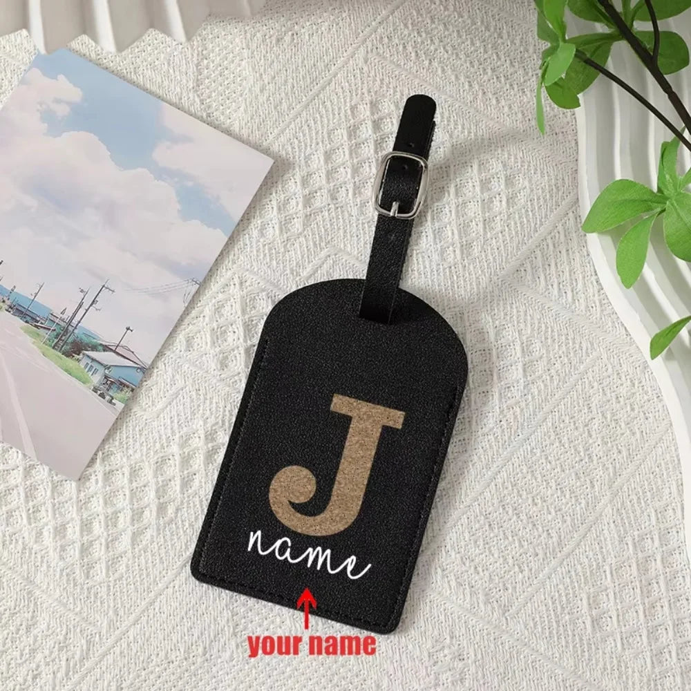 Personalized Simple A-Z Initial Custom Name Luggage Tag, Durable Creative Travel ID Card Holder, Ideal Travel Gift