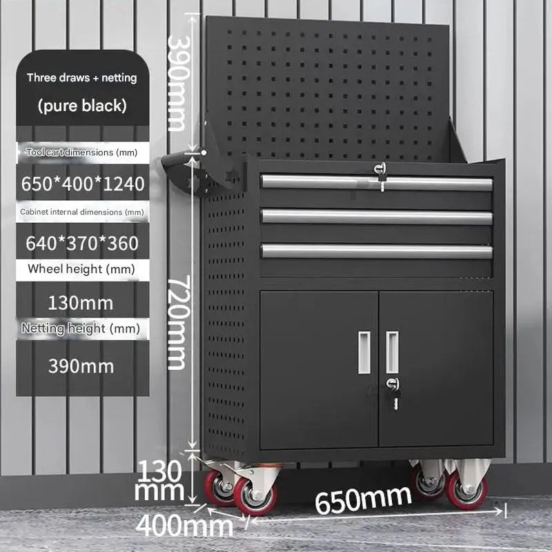 Heavy-Duty Automotive Repair Tool Cart Mobile Hardware Storage Trolley for Workshop Or Laboratory Use