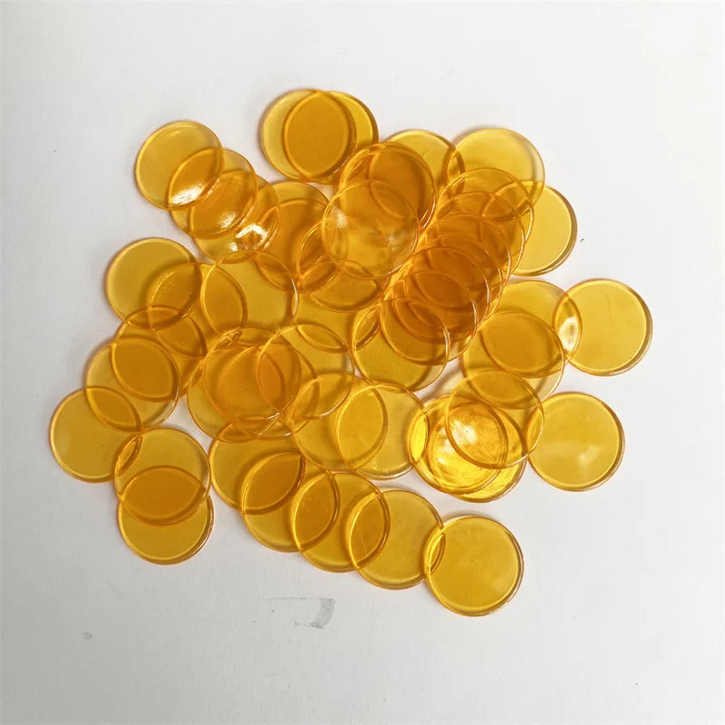 100pcs 19mm Transparent Chips Plastic Counting Supplies Counters For Maths Board Game Token