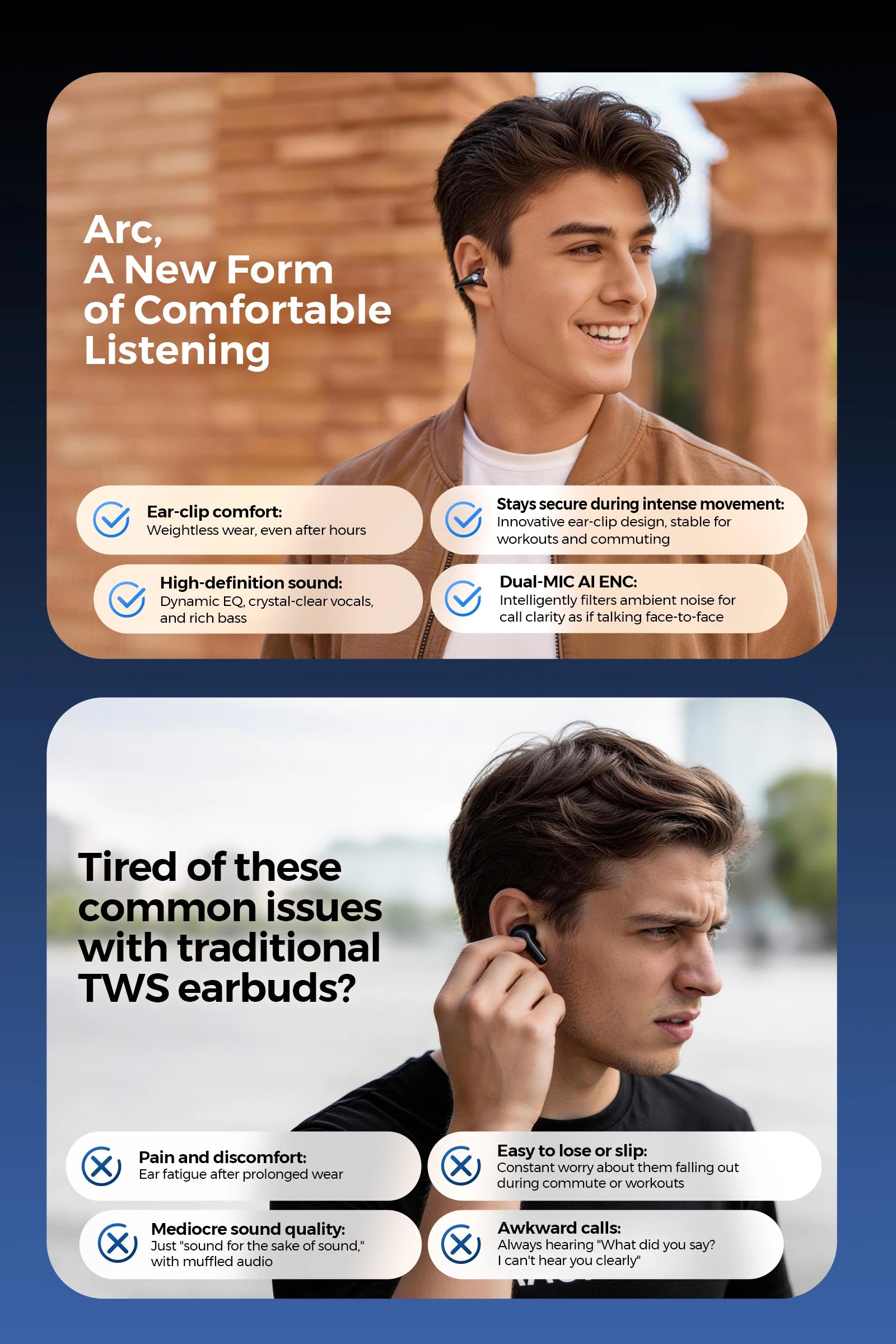 SoundPEATS Arc Open Ear Clip Bluetooth Headphones, VGP2026 Award Wireless Earbuds with 12mm Dual-Magnet Drivers, 48H Playtime