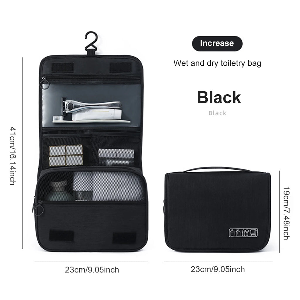 Large Capacity Travel Toiletry Bag Multifunctional Portable Cosmetic Bag With Hook Storage Bag Men's Travel Storage Bag