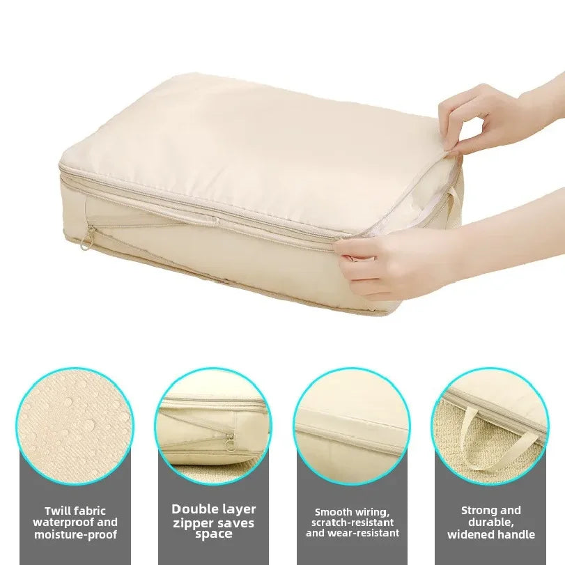 4Pcs/Set Travel Compression Packing Cubes Bag Portable Suitcase Clothes Organizers Waterproof Luggage Storage Cases Drawer Bags