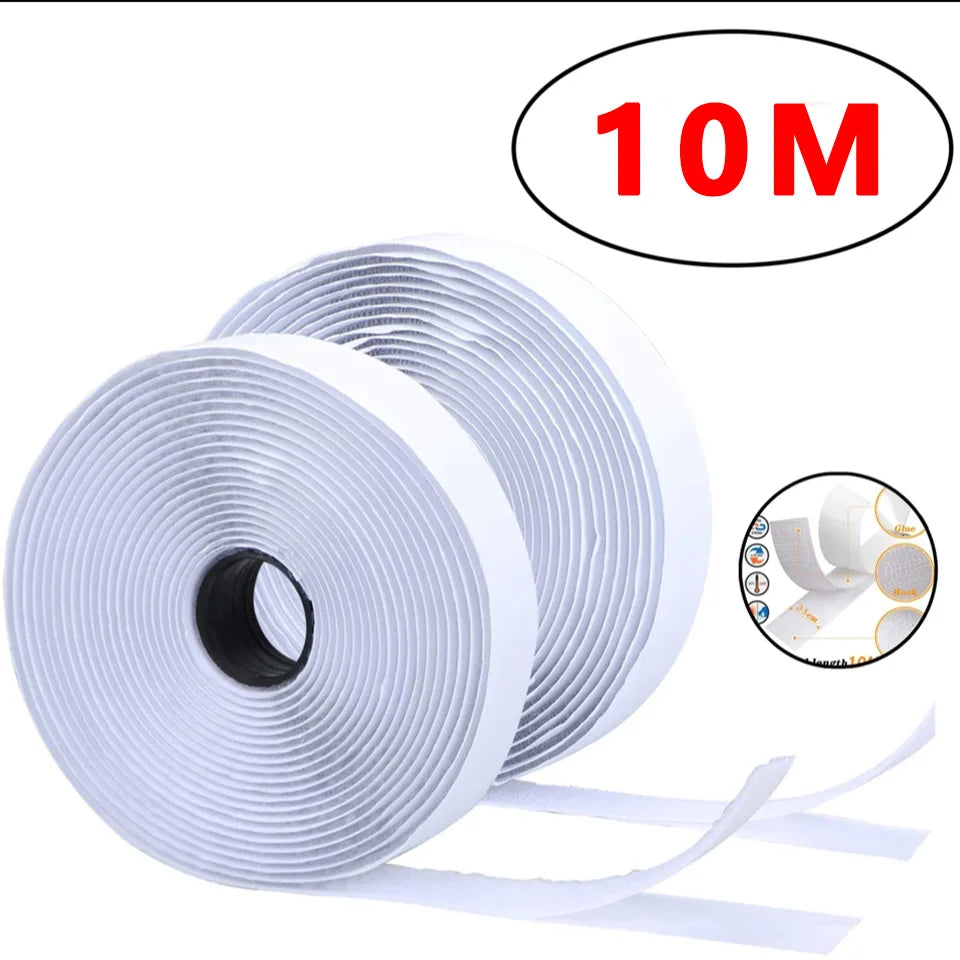 1-10M Strong Self Adhesive Hook and Loop Tape Heavy Duty Sticky Back Nylon Velcros Fastener Strip for Car, Home Office DIY Craft