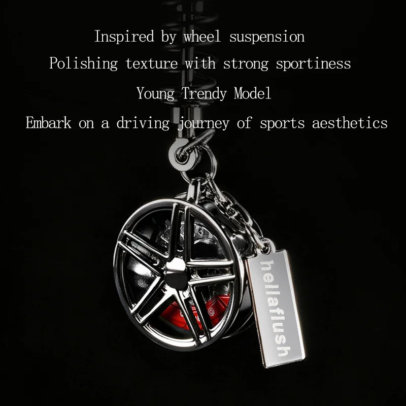 metal Car Mirror Rearview Pendant Auto Interior Decor Pendants Aluminum Wheel With Shock Absorber Ornament Hanging Accessories