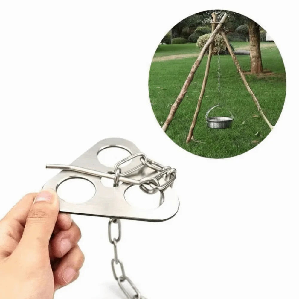 Cooking Accessories Portable BBQ Tripod Detachable Adjustable Camping Tripod Multifunction Hanging Rack Picnic
