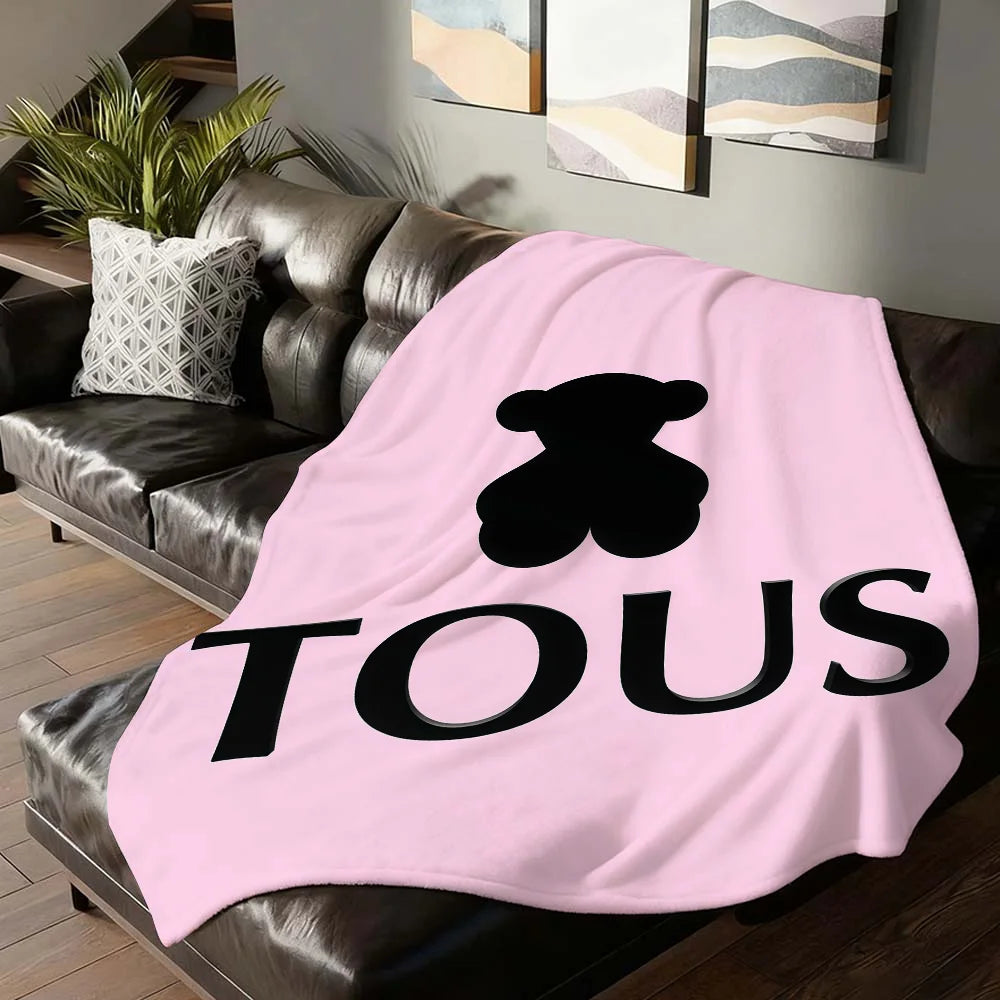 Fashion print T-TOUS  Blanket For Sofa Office Bed Plane Travel Sleep Read Relax Camping Soft And Warm