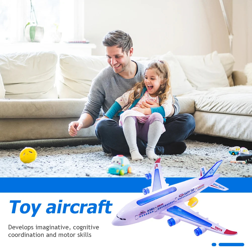 Universal Moving Gears Plane Toy with Light Sound Effect Toy Aircraft Boys Girls Birthday Christmas Gift for Kids