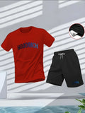 Men's summer fitness sportswear set_ Round-neck short-sleeved T-shirt, five-inch shorts, slimming, fashionable, casual fitness