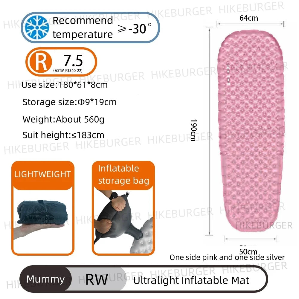 Light Tour R Value 7.5 Camping Inflatable Mattress Outdoor Portable Sleeping Pad Ultralight Hiking Single People Mat R4.2/R3.5