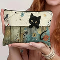 Black Cat Floral Zipper Pouch - Durable, Fade-Resistant Cosmetic Bag, Gift for Sisters, Friends, Cat Lovers and Vibrant Design
