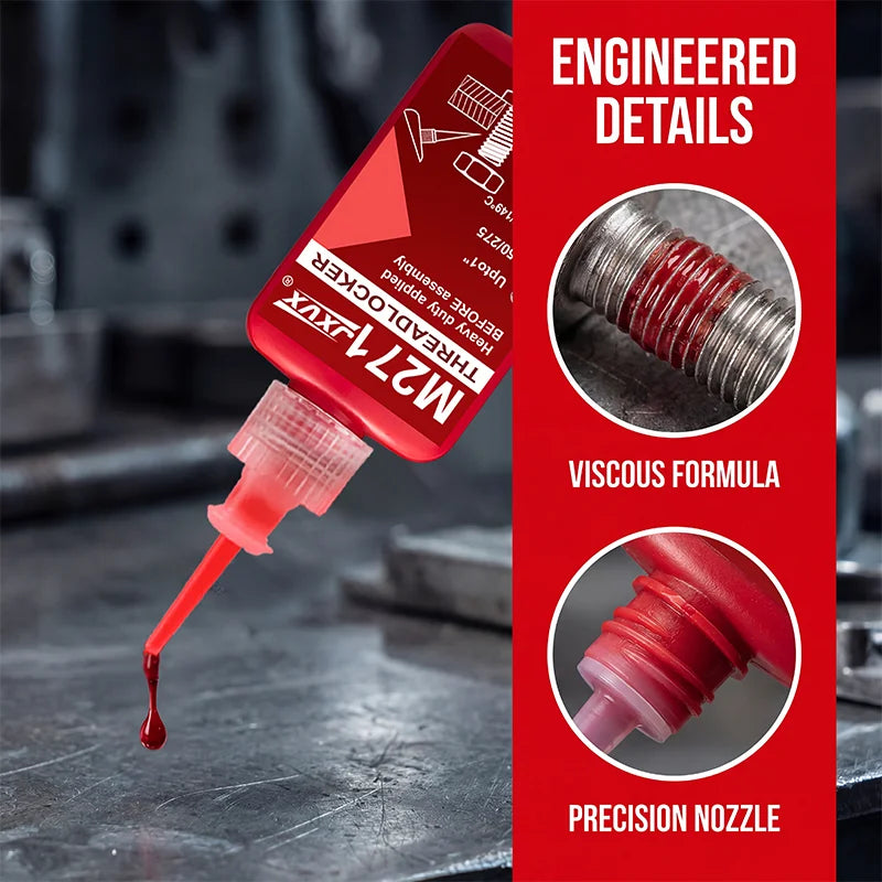 50g Medium Strength Red Threadlocker Anaerobic Adhesive, Red Metal Adhesive Thread Locking Agent Is Suitable for Nuts, Bolts and Fasteners to Prevent Loosening.