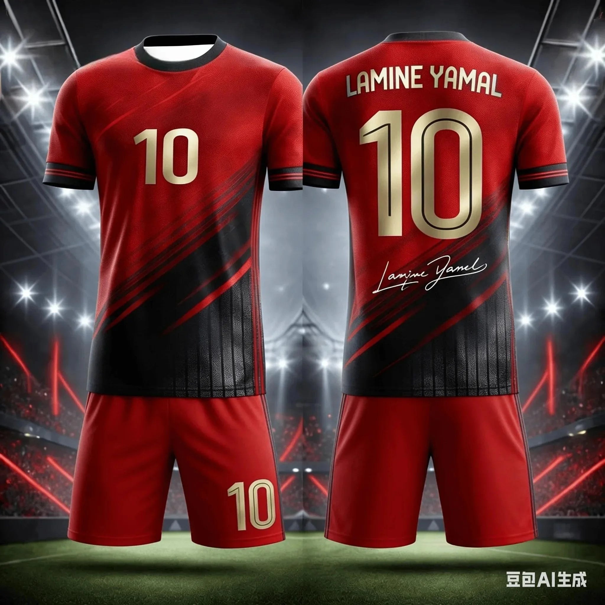 Fashion New Yamal No.10 3D Breathable Football Summer Children's Adult T-shirt Shorts Loose Set Parent Child Clothing