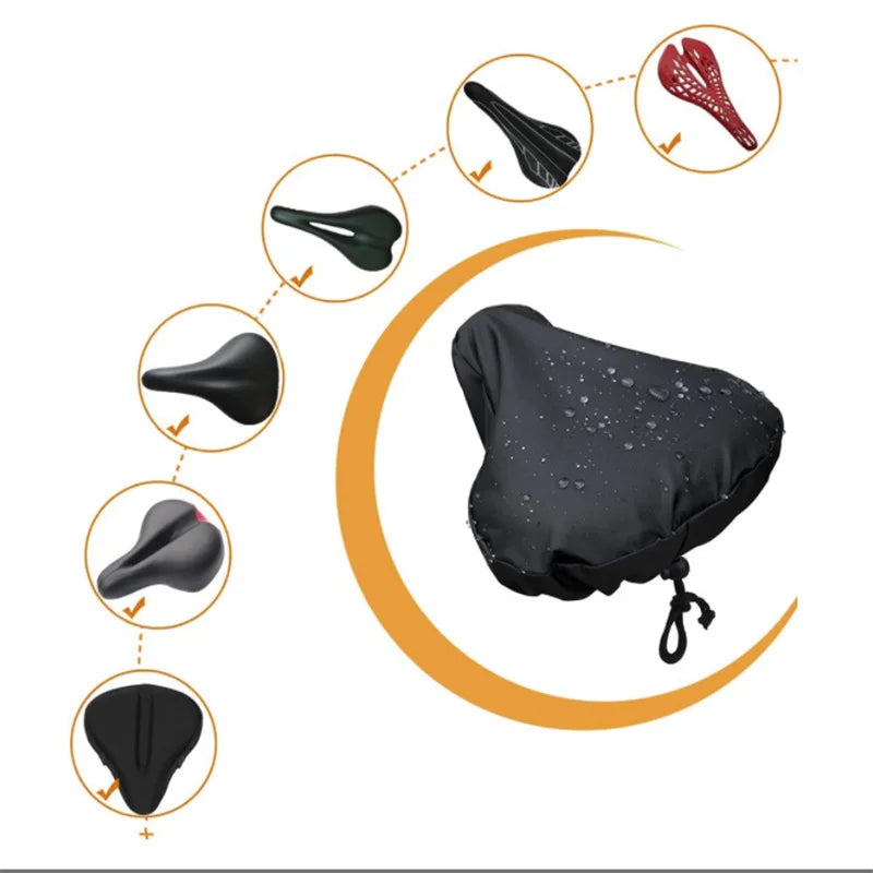 Bicycle Saddle Rain Cover with Drawstring Sunscreen Mountain Bike Road Bicycle Universal Cushion Waterproof and Dustproof Cover