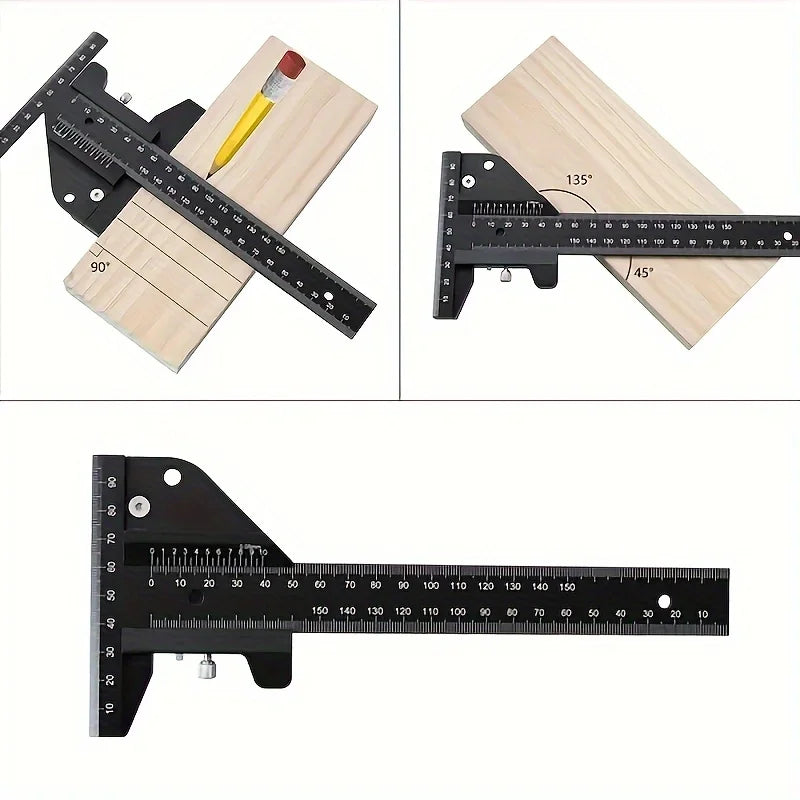 Multifunction 0-280mm Marking Depth T Ruler Measuring Tools Woodworking Sliding Gauge Aluminum Alloy Scribe Woodworking DIY Tool