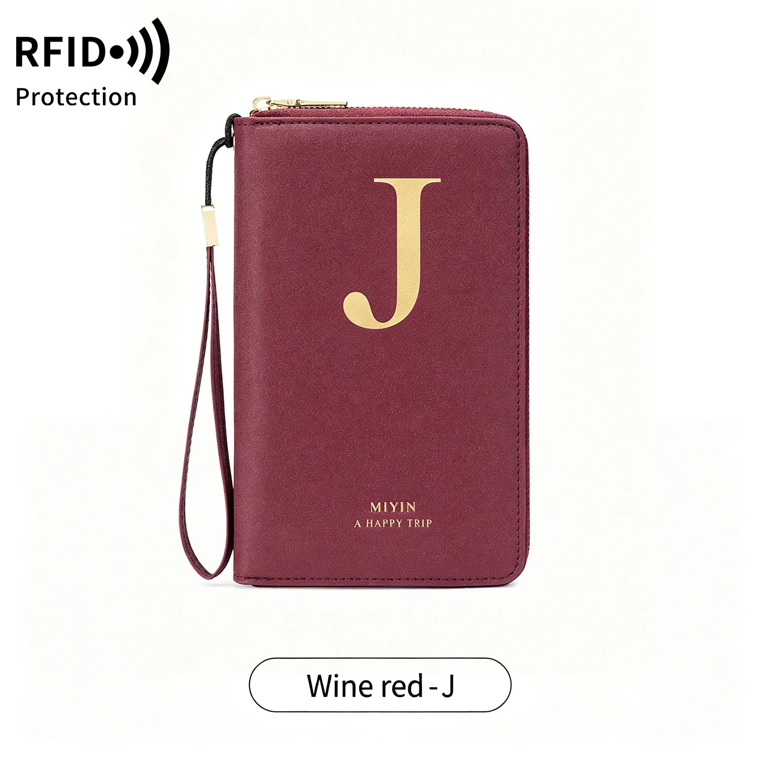 Multi-Functional RFID Blocking Passport Bag Travel Document Holder with Long Zipper Ticket Storage Wallet for Multiple Passports