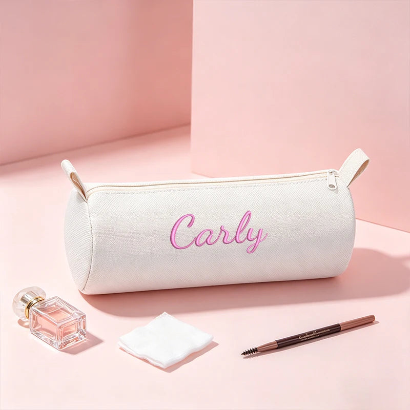 Customised Embroidery/Standard Style 2 Options, High-Quality Cylindrical Pencil Case, Storage Bag, Back-To-School Season!