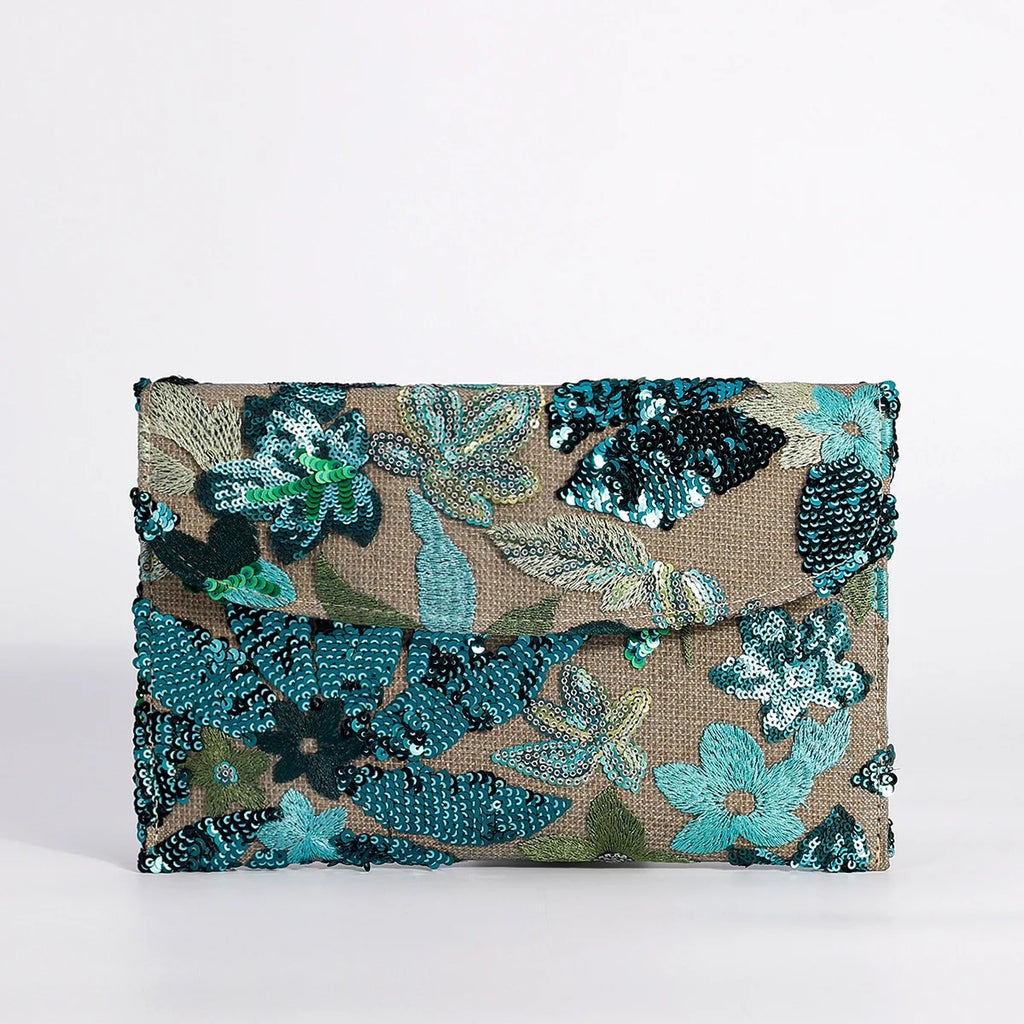 Cross-border High-end Envelope Bag, Sequined Embroidery Straw-woven Niche Women's Clutch Bag, Summer New Woven Women's Clutches