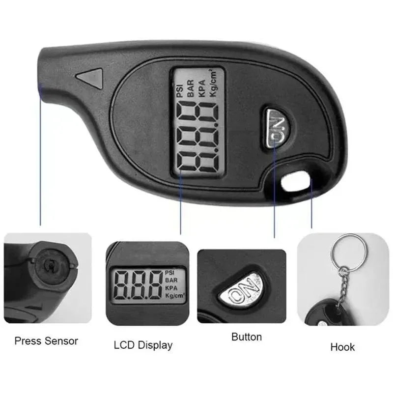 Portable Digital Car Tire Pressure Tester Motorcycle Auto Tyre Air Meter Gauge LCD Display Procession Tool 3-150 PSI Safety
