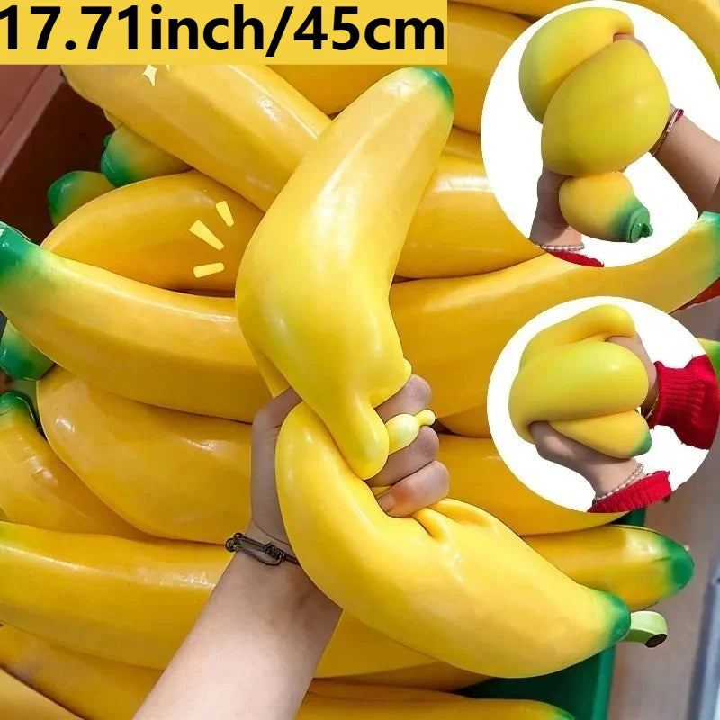 Giant Banana Squishy Toy Fake Banana Squeeze Toy Squishy Stress Relief Fidget Toy Slow Rising Desk Accessory for Adults Gifts