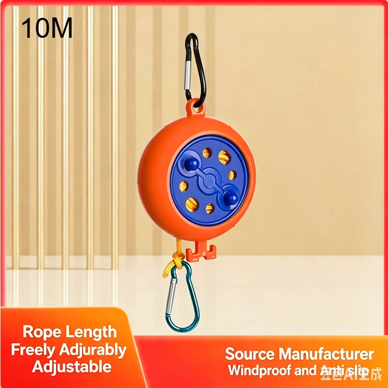 10M Retractable Travel Clothesline Laundry Drying Rope Windproof Anti Slip Outdoor Clothesline for Hotel Camping Accessories 1PC