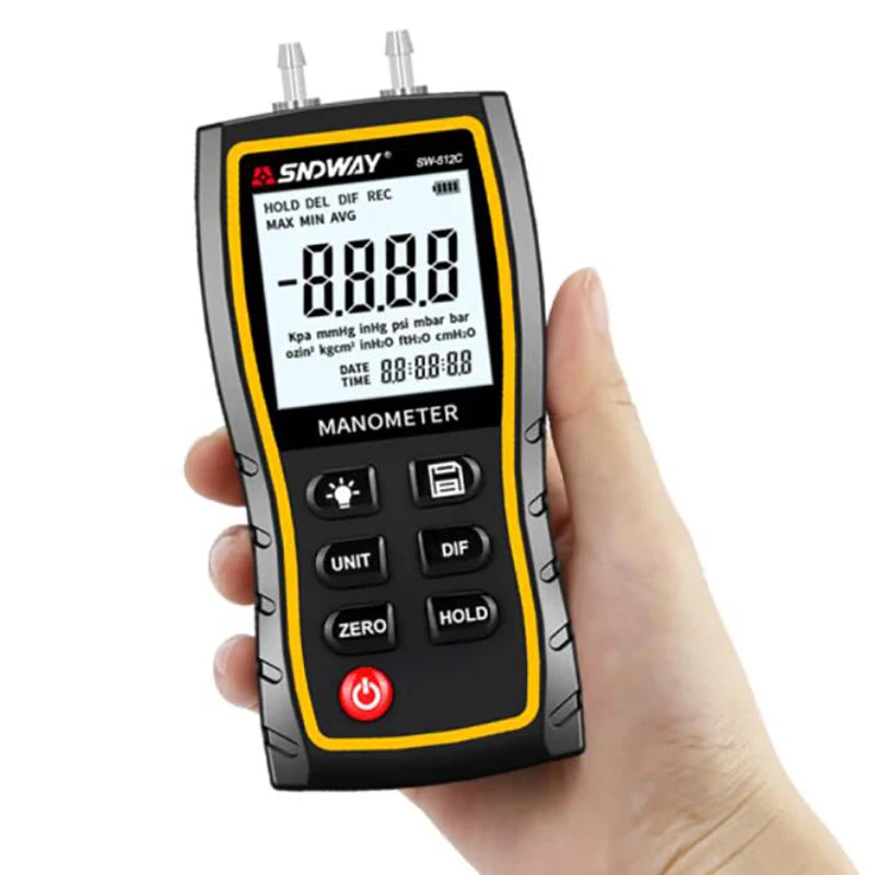 SNDWAY SW-512 Digital Pressure Gauge Differential Gas Pressure Gauge Measuring Instruments, Barometric Gauges/SW-512B/SW-512C