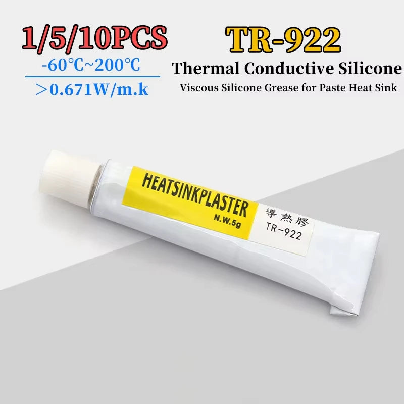 5Pcs TR-922 Thermal Silicone Adhesive Plaster Strong Sticky Cooling Paste Glue Compound for Heatsink Heat Sink Cooling