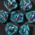 DND Liquid Core Dice Set D&D, Sharp Edge Resin Dungeon and Dragon Dice, Role Playing RPG D and D Dice D20 D12 D10 D8 D6 D4