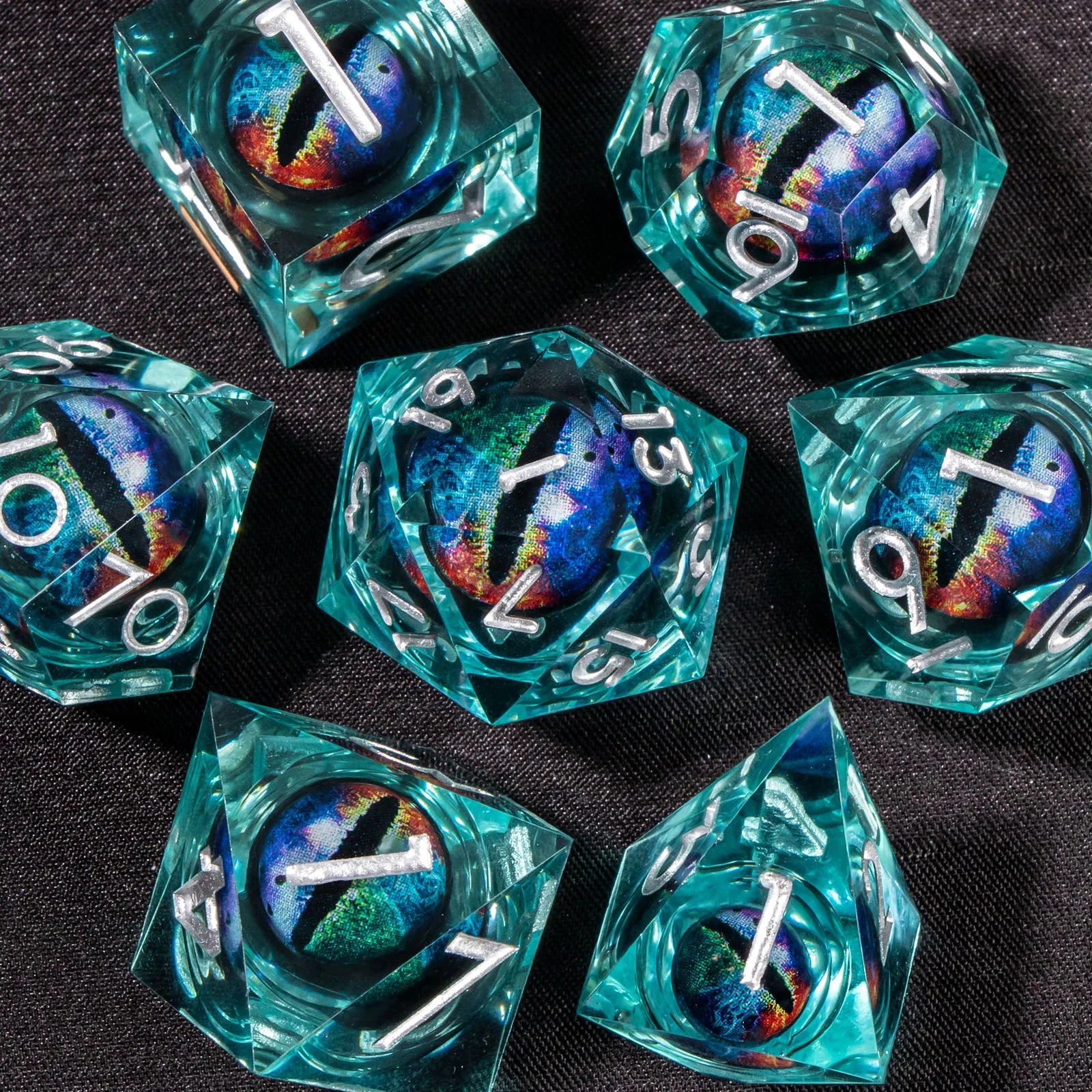 DND Liquid Core Dice Set D&D, Sharp Edge Resin Dungeon and Dragon Dice, Role Playing RPG D and D Dice D20 D12 D10 D8 D6 D4