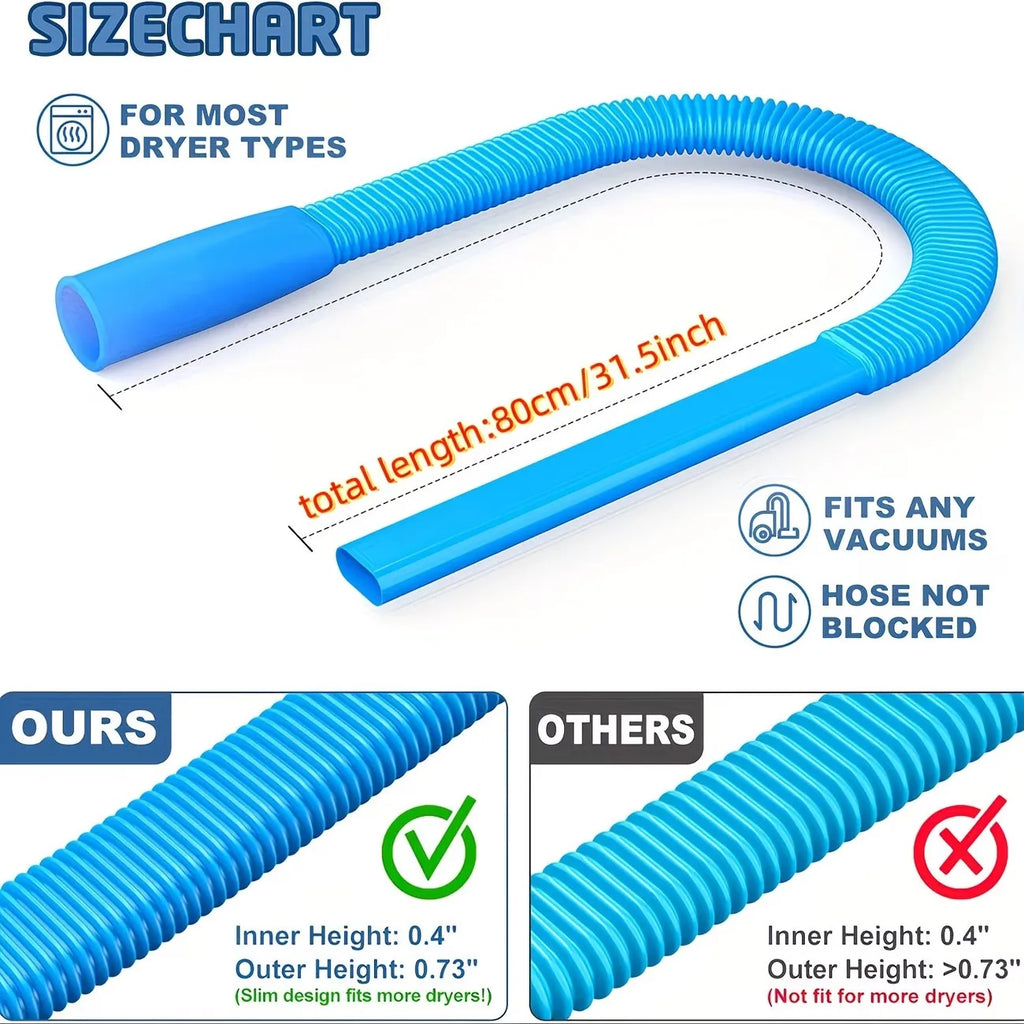 1Pc Dryer Vent Cleaner Hose - Flexible Yarn Removal Vacuum Hose Attachment with Elastic Connector, Suitable for Most Vacuum Cleaners, Suitable for Cleaning Laundry Vents, Dryer Yarn Cleaner |   Flexible Hose Design |   Plasti