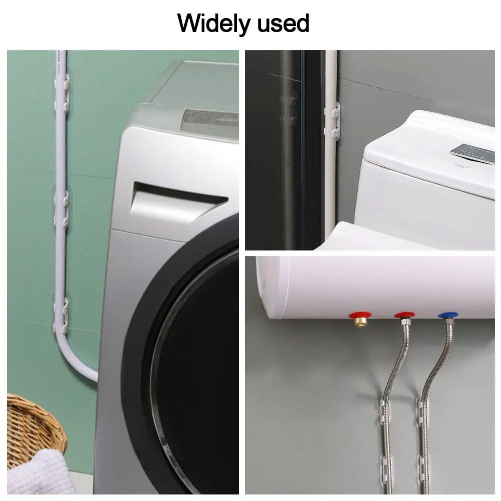 5pcs Plastic Pipe Clamp Hooks Cable Clips Pipe Support Wiring Hose Clamp Self-adhesive Fasteners Drain Pipe Holder