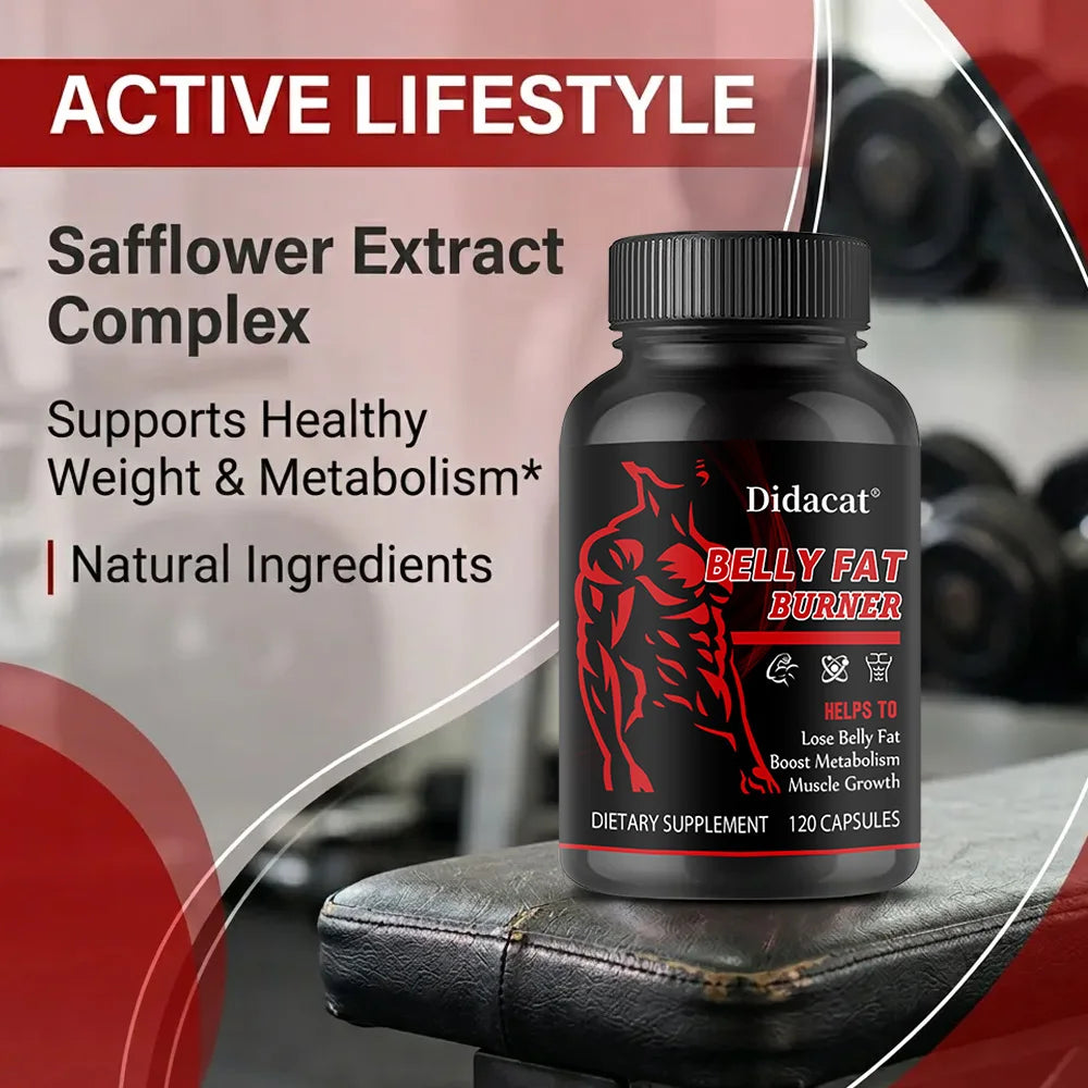 Stimulant-Free Men's Belly Fat Burner Capsules, Boost Metabolism, Burn Stubborn Fat, Tighten Abs, Preserve Muscle, Caffeine-Free