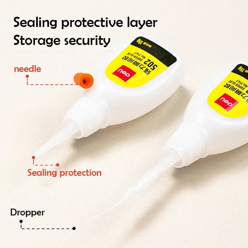 1-3pcs Deli 502 Super Glue Instant Quick-drying Cyanoacrylate Adhesive Leather Rubber Wood Metal Strong Bond Liquid Glue Tool