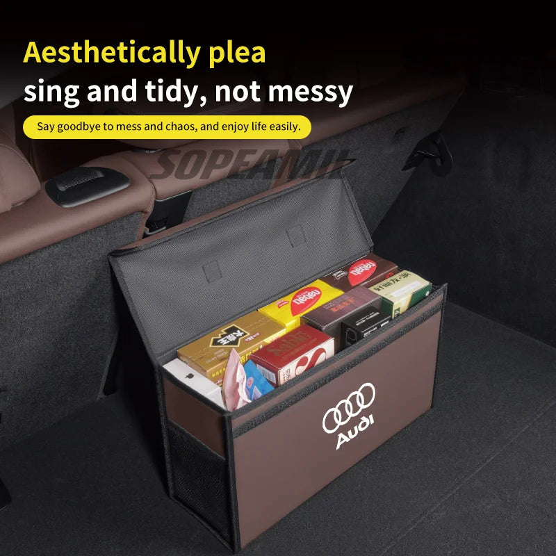 Car Trunk Organizing And Storage Box For Audi ABT A3 A4 A5 A6 A7 A8 Q3 Q4 Q5 Q7 Q8 TT RS3 RS4 RS5 RS6 RS7 S3 S4 S5 S6 S7 S line