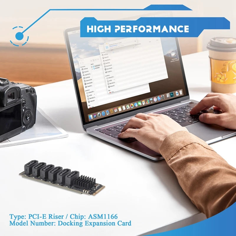 M.2 NVME PCI-E PCIE X4 X8 X16 to 6 Port 3.0 SATA Adapter Card Riser ASM1166 Chassis Server PC Computer Expansion Card-A07G