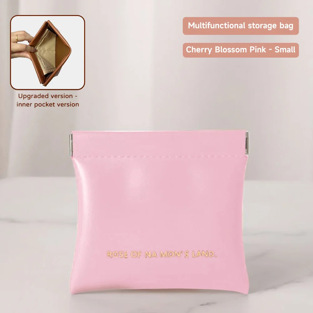 Fashion Multifunctional Storage Bag With Automatic Closure Wired Headphone PU Coin Purse Mini Portable Lipstick And Makeup Bag