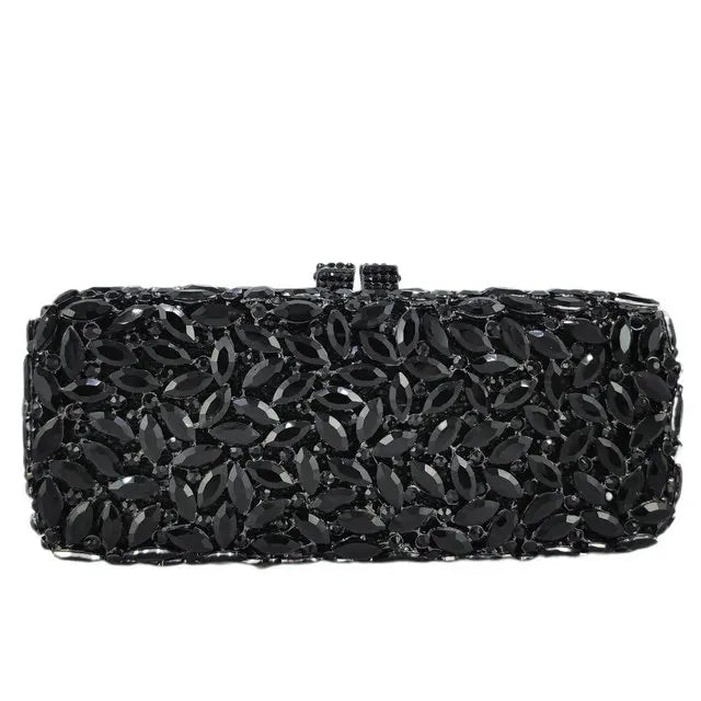 Boutique De FGG Luxury Women Black Crystal Clutch Evening Bags Wedding Bride Rhinestone Clutch Bag Party Dinner Diamond Handbags